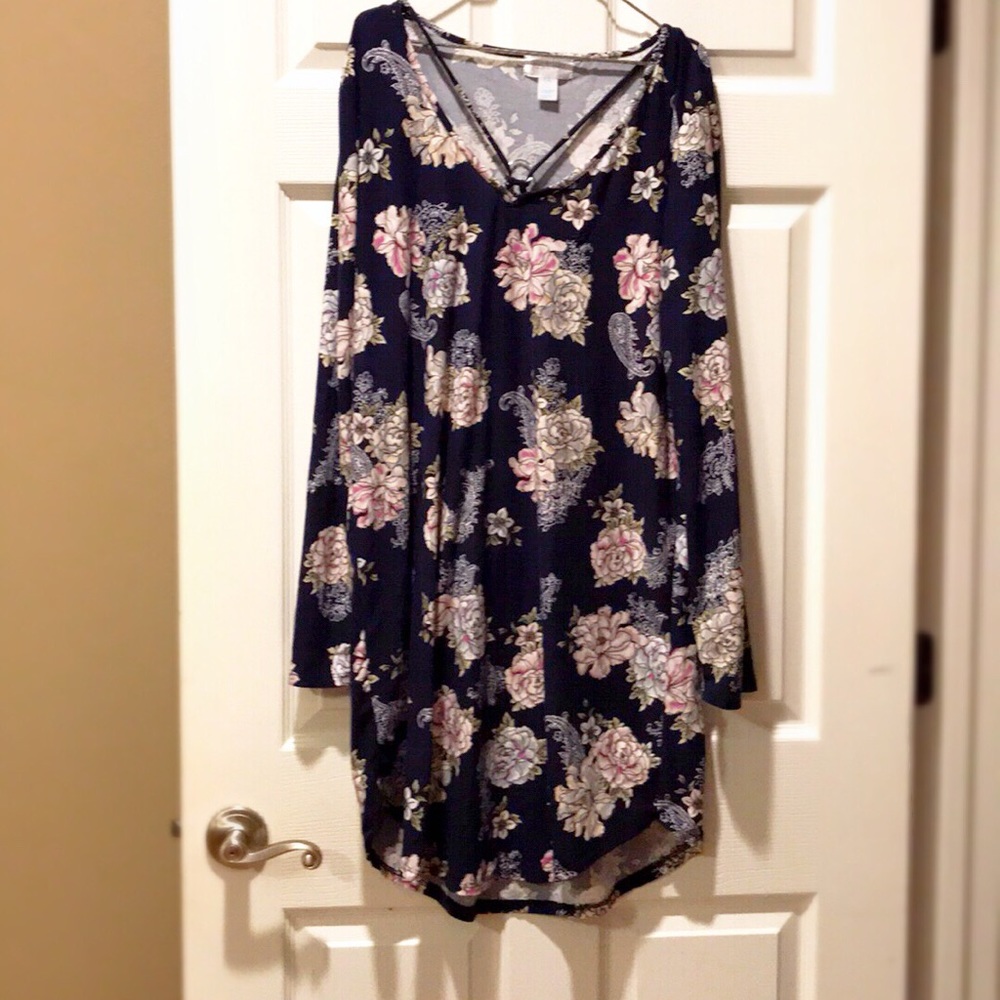 🛍👗Just Be Floral Long Sleeve Oversize Blouse - Picture 1 of 3